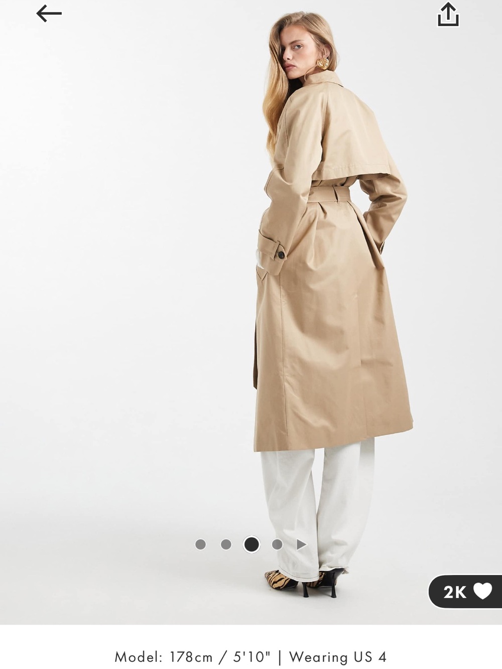 ASOS Beige Long Trench Coat with Belt